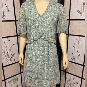 KIRUNDO Light Green & White Print Dress
